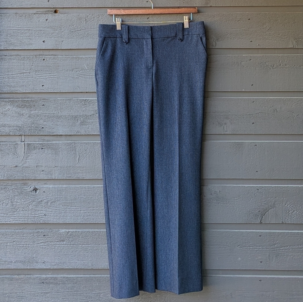 LOFT Textured Navy Blue Julie Trouser Straight Leg Mid Rise Size 6